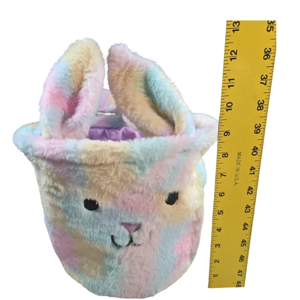Rainbow Pastel Bunny Plush Basket